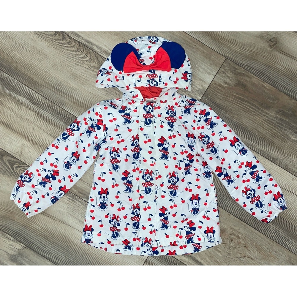 Girls Disney Minnie Mouse Zip Up Packable Jacket with Ears and Bow - Size 4‎